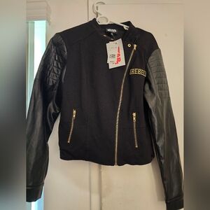 NWT Star wars REBEL WomenBlack and Gold Zip-Up Jacket Size LARGE
